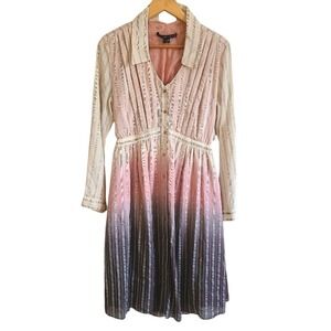 Theysken's Theory Silk Blend Ombre Shirtdress with Open Back Cut Out L Large